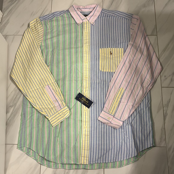 Men’s Polo Ralph Lauren Big and Tall Multicolor Striped Button Down Shirt - Picture 1 of 3